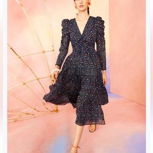 *NWT* ULLA JOHNSON - Miya Floral Navy Midi Dress (4)